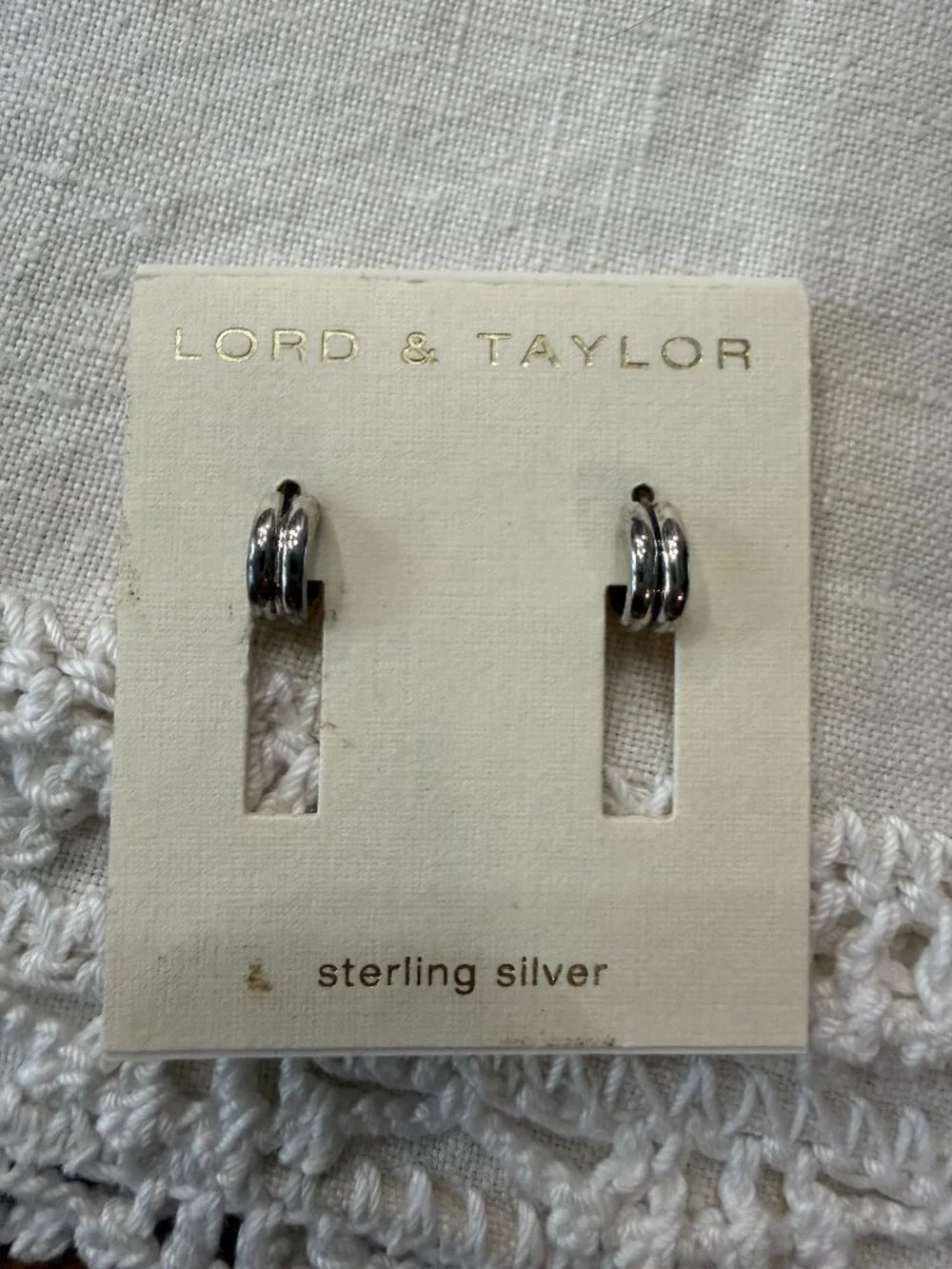 Sterling Silver Double Loop Huggie Earrings, Lord & Taylor, New on card